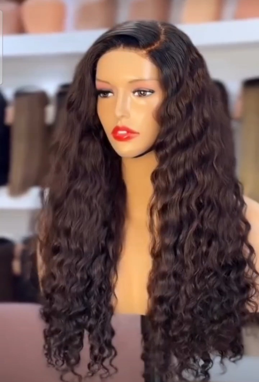 Cambodian curl 22 inch Vietnamese raw donor 6x5 closure custom colour wig on mannequin head