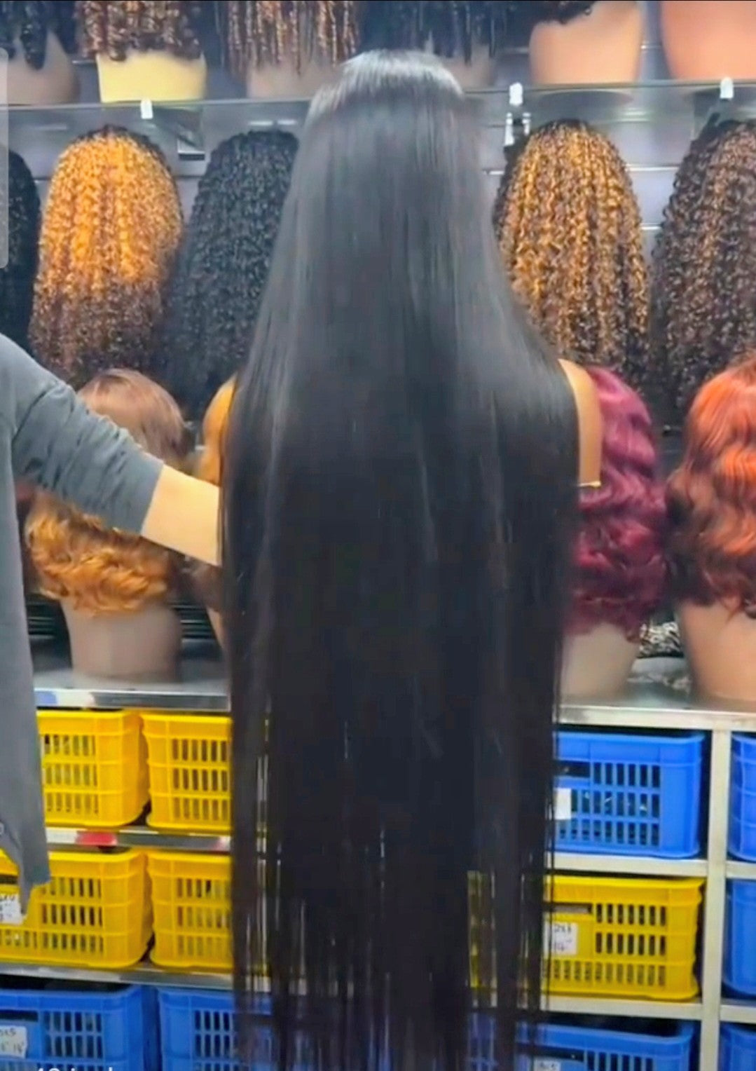 40 inch Vietnamese bone straight 5x5 closure wig 300g natural black on mannequin